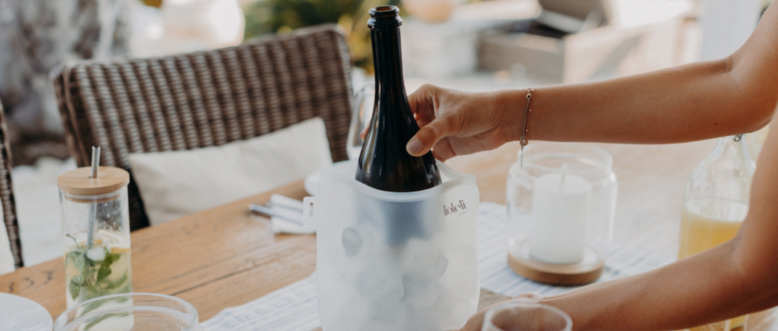 Weinkühler im Aufbewahrungsbeutel